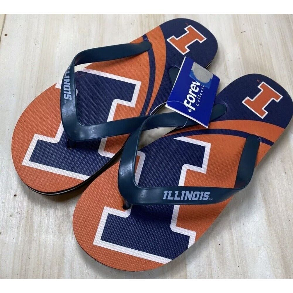 Illinois Fighting‎ Illini NCAA Team Logo Flip Flops New Size Small women's 7-8